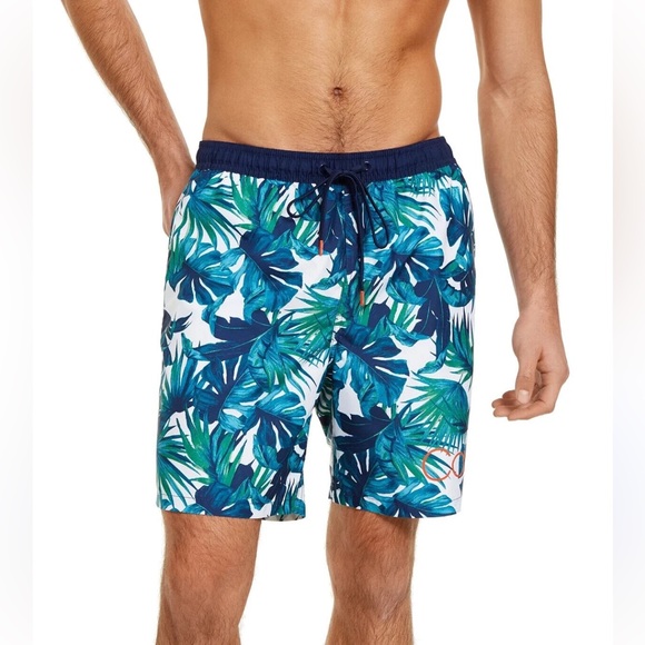 Calvin Klein Mens Regular Fit Swim Trunks Shorts XXL 2XL Hawaiian Island Leaf - Picture 2 of 15
